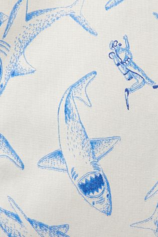 Cream Little Joule Bryce Shark Print Shirt